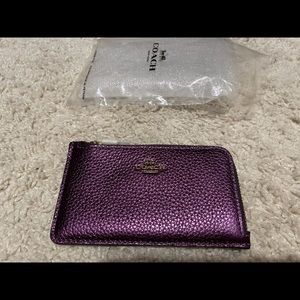 Coach L-zip color block card Holder NWT